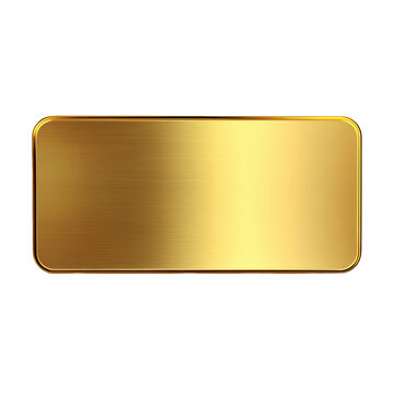 A luxurious brushed gold metal plate with a shiny finish and rounded corners presented on a plain black background