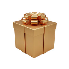 Elegant golden gift box with a bow isolated on a black background radiating luxury