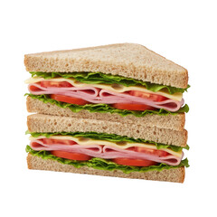 Delicious multi layered sandwich with ham cheese lettuce and tomato perfect for lunch meal food