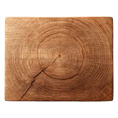 Naklejka premium A detailed overhead view of a rectangular wood cross section highlighting its beautiful concentric growth rings and natural imperfections
