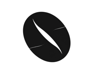 Single Black Coffee Bean Icon, Solid Shape, Isolated on Transparent Background