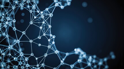 Abstract glowing network of interconnected nodes and lines on a dark background