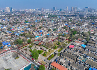 Fototapeta premium Aerial photography of Han Wei Gong Temple and Han Wang Temple in Anyang City, Henan Province