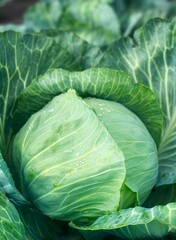 Young cabbage grows in the garden. Harvest organic cabbage	
