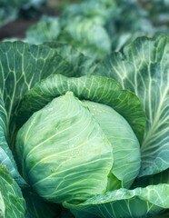 Young cabbage grows in the garden. Harvest organic cabbage	