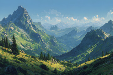 Fototapeta premium Mountain illustration isolated nature.
