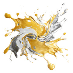 A splash of paint with gold and silver colors