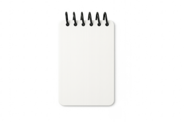 Blank notepad with spiral binding and transparent background