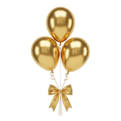 Elegant golden balloons with a matching bow against a dark backdrop of celebration
