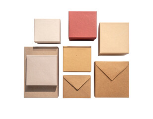 Open Paper Gift Box with Lid Beside, Angled Perspective, Isolated on White Background