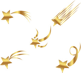 set Golden Shooting Stars Collection free vector illustration
