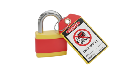 A red and yellow padlock with a do not operate danger tag attached video 4k