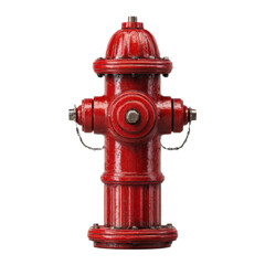 A red fire hydrant with a silver chain