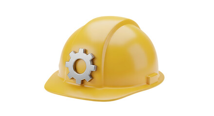 Fototapeta premium A yellow hard hat with a silver gear on a black background view video 4k