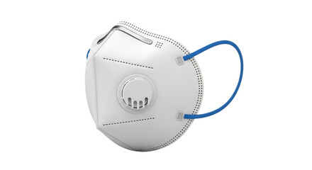 Close up of a white n95 mask with blue straps on a black background video 4k