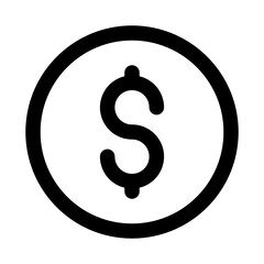 Dollar Sign flat minimal outline icon representing finance, money, and modern business transactions design