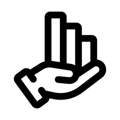 Hand with Graph flat minimal outline icon representing data analysis, business performance, and modern workflow management design