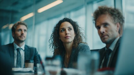 coworkers seated around a modern office conference table