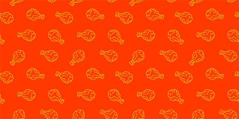 fried chicken seamless pattern background. doodle fried chicken pattern background. Fried chicken doodle pattern. fast food background. Chicken leg pattern. Chicken wings pattern. chicken drumstick.
