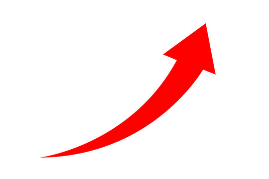 red curved graph with arrow png file type stock photo