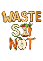 Creative Illustration of Waste Not Design with Carrots and Apples