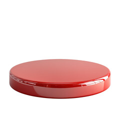 A shiny red circular platform sitting against a solid black backdrop transparent background, png