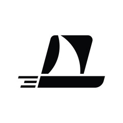 silhouette of a sailing ship speeding logo vector