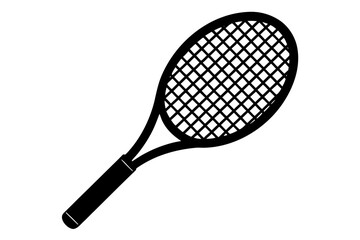 Tennis racket black icon, Tennis racket silhouette art
