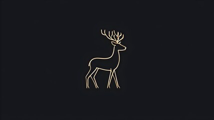 Fototapeta premium Elegant dear silhouette logo with thin lines, gold on dark background. Concept: Branding, luxury logo design, intelligence and creativity symbolism, minimalism, modern and premium brand identity.