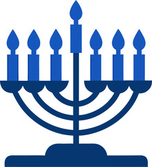 Menorah with glowing candles silhouette vector icon , , white background
