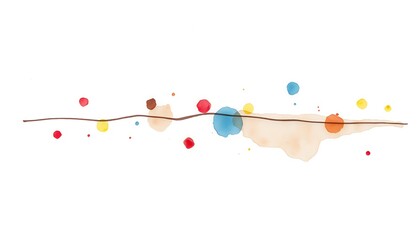 Abstract Watercolor Line with Colorful Splatters and Dots on White Background image photo