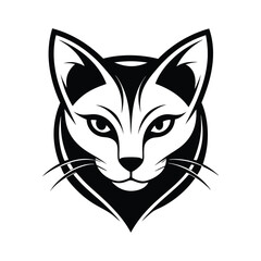 Modern Cat Head Logo Silhouette Vector on White Background