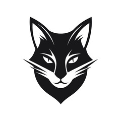Modern Cat Head Logo Silhouette Vector on White Background