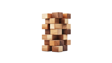 Jenga tower on transparent background