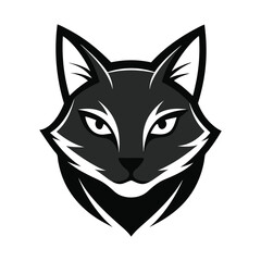 Modern Cat Head Logo Silhouette Vector on White Background