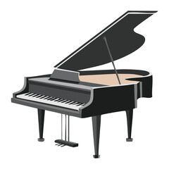 Grand piano musical instrument silhouette for classical music concert performance and elegant artistic design concepts isolated on white background for orchestra and recital posters