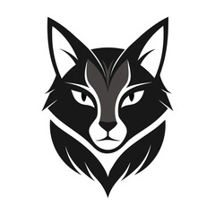 Modern Cat Head Logo Silhouette Vector on White Background