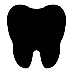 Black Silhouette Tooth or Molar Icon, Simple Dental Care and Dentistry Symbol Vector