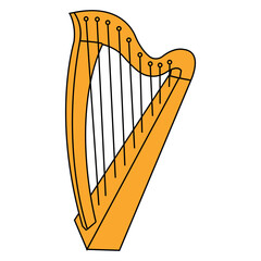 Obraz premium Classic Gold Harp Musical Instrument Icon, Vector Illustration for Music, Culture, and Ireland