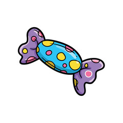 Outline Icon: Wrapped Candy in Blue and Purple for Children's Party Sweets and Fun Graphic