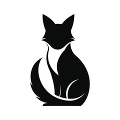 Elegant Cat Silhouette Logo Icon Design Illustration