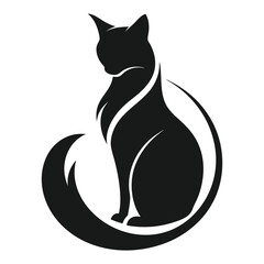 Elegant Cat Silhouette Logo Icon Design Illustration