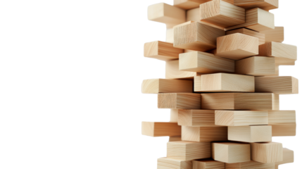 Jenga Tower Blocks on Transparent Background