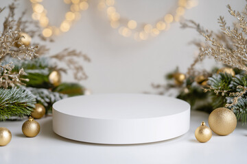 A podium for Christmas or New Year's themed products. 
