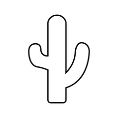Minimalist Saguaro Cactus Outline Icon Vector Line Art Drawing Desert Plant Symbol