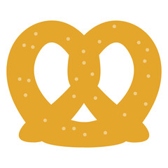 Flat Design German Pretzel with Salt Icon: Oktoberfest, Bakery, and Snack Food Vector