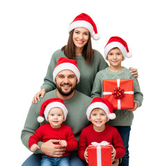 Family of Five in Santa Hats – Warm, Joyful Holiday Celebration of Togetherness and Cheer


