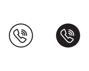 Icon set of telephone receiver and radio wave