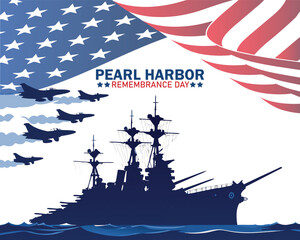 Pearl Harbor Remembrance Day Background. Vector Illustration.
