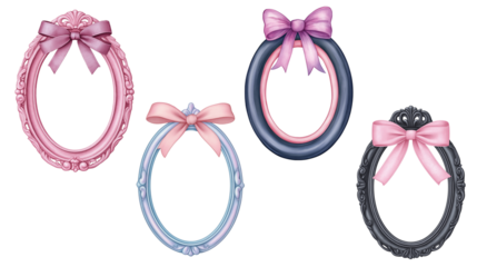 Romantic, watercolor-style frames in shades of pink, blue, and black offer a touch of vintage elegance, ideal for invitations, portraits, or artistic projects.